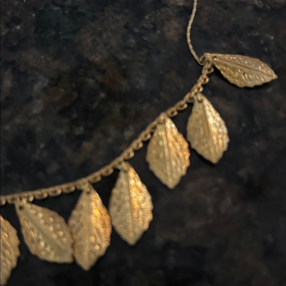 Gold Plated Leaf Layering Necklace - Picture 2 of 3